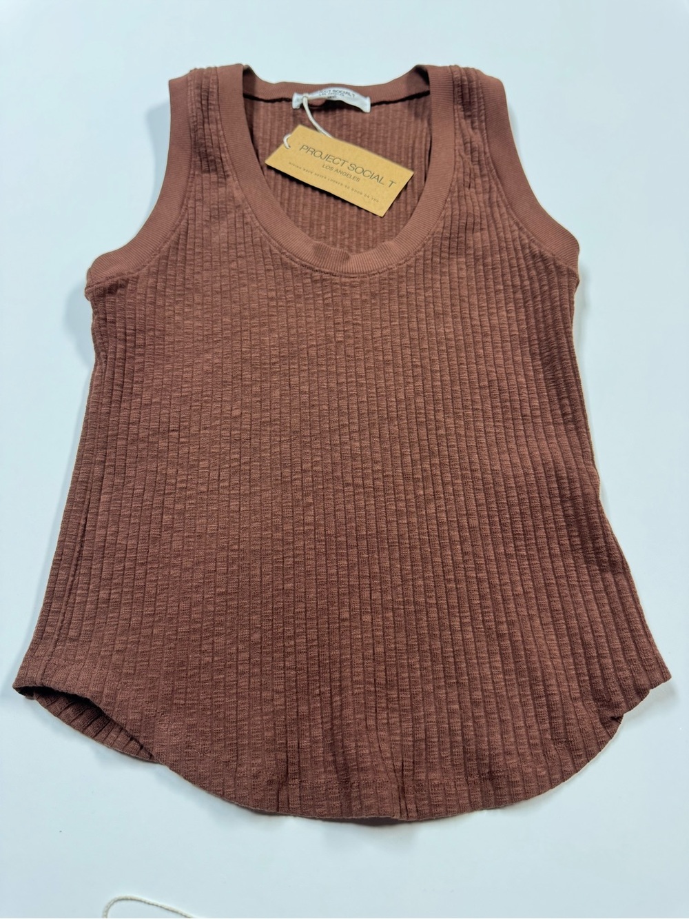 Project Social T Ribbed Scoop Neck Tank - Rust Brown